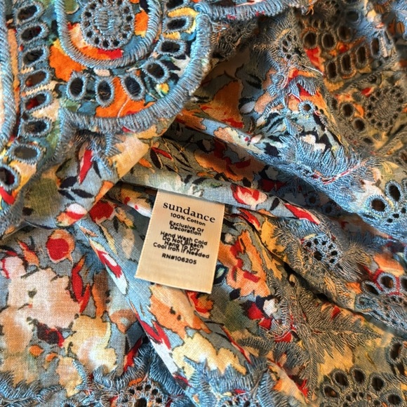 Sundance embroidered top floral XL cotton tank peasant scallop hem - Picture 5 of 5